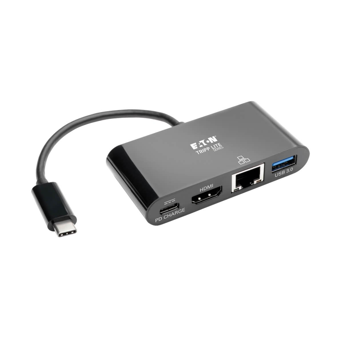 Tripp Lite Adaptador Usb-C Type-C A Hdmi Con Hub Usb-A, Gigabit Ethernet, Thunderbolt 3, 4k Carga Pd, 30 Hz, Negro