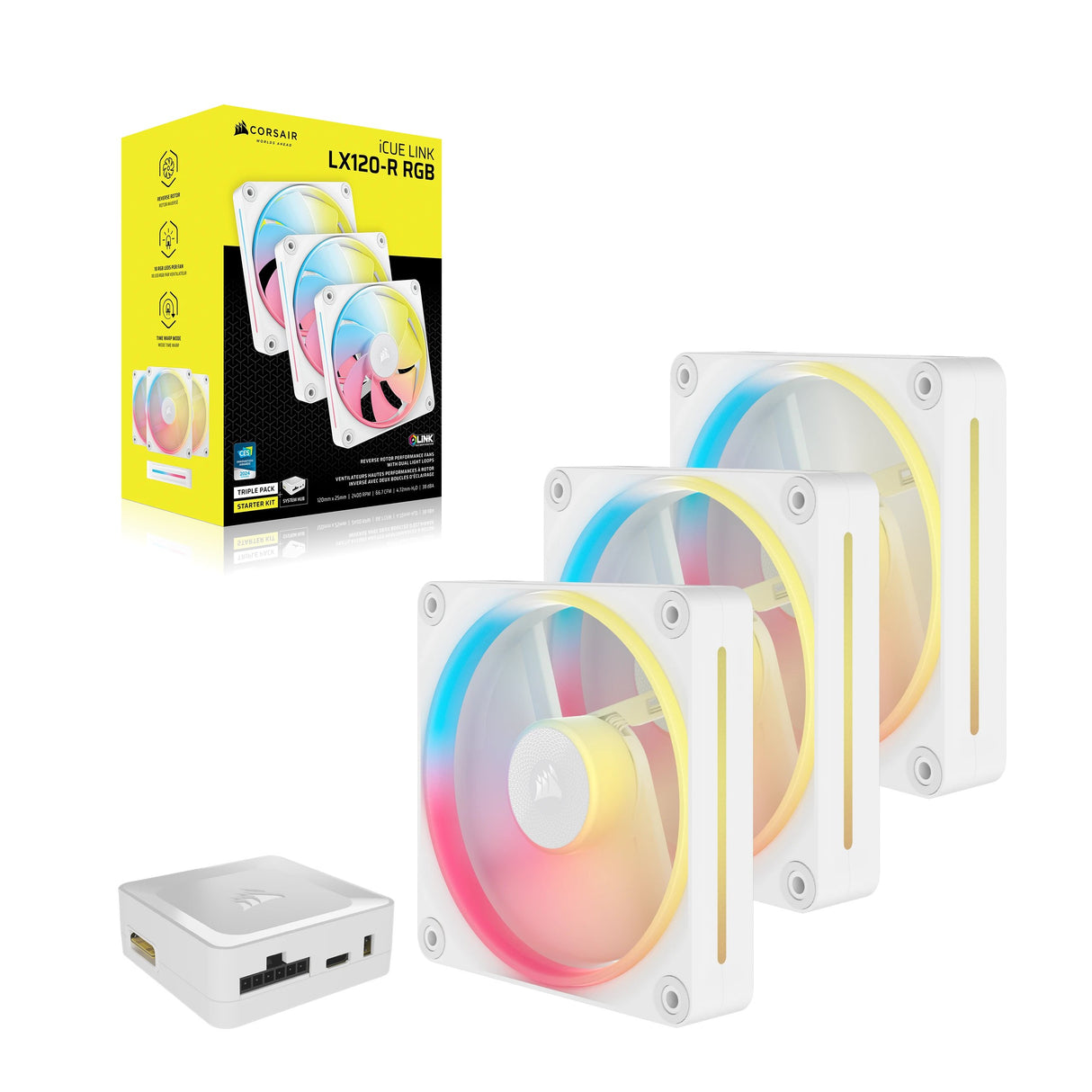 EAN 0840006688730 - Corsair iCUE LINK LX120-R RGB Carcasa del ordenador Ventilador 12 cm Blanco 3 pieza(s) imagen 3