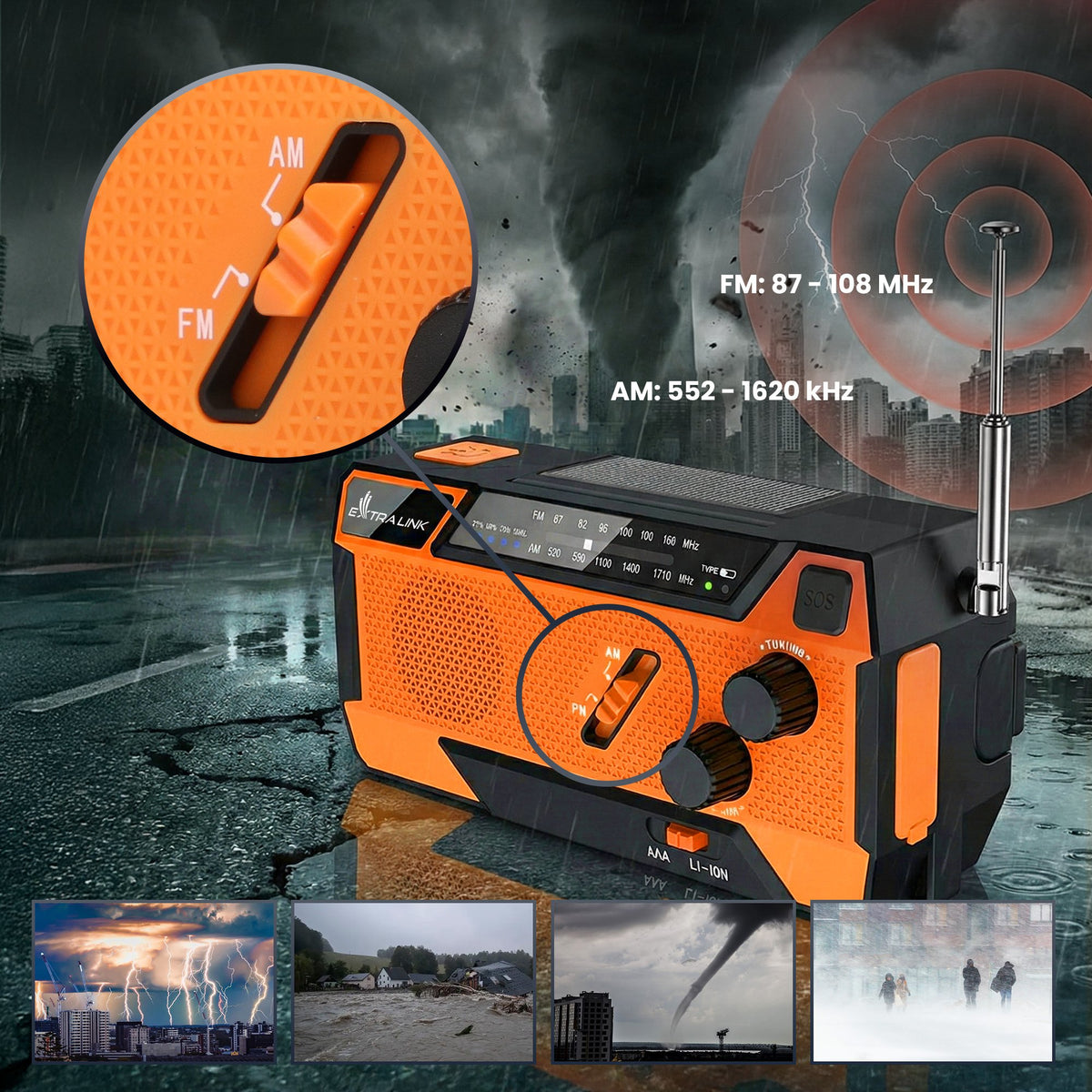 EAN 5904960293746 - Extralink RADIO AWARYJNE SOLARNE Z KORBKA DYNAMO POWERBANK 4000MAH Z LATARKA SOS SR-4000 Portátil Analógi imagen 33