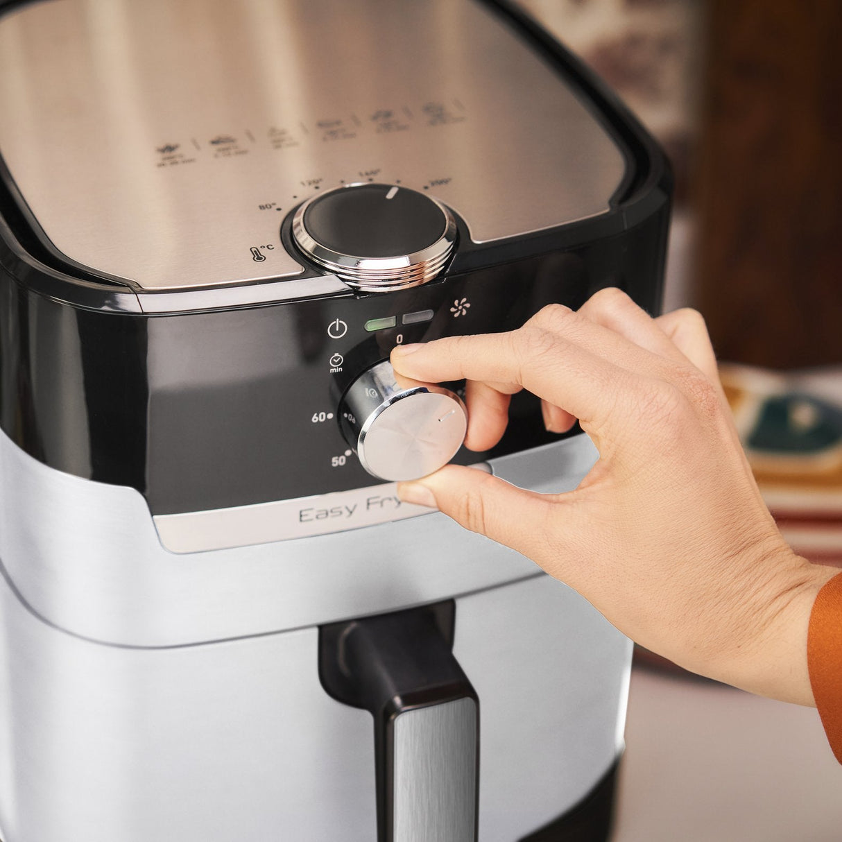 Freidora De Aire Tefal Easy Fry & Grill Classic Ey501a Caliente Acero Inoxidable/Negro Ey501a