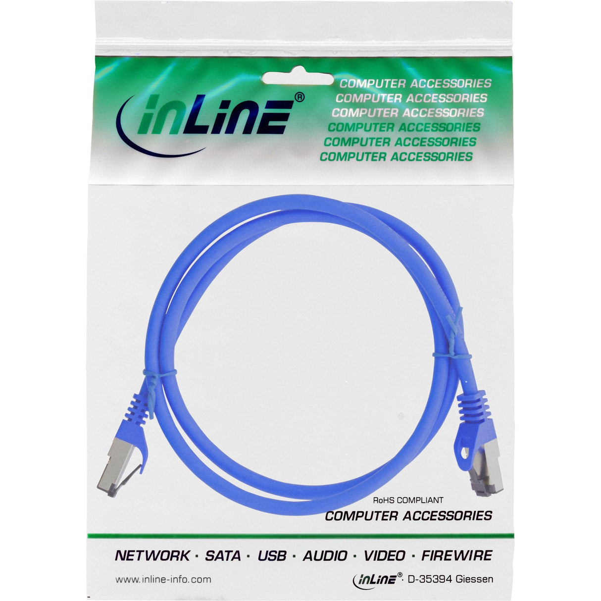 Cable De Red Inline S/Ftp Pimf Cat.8.1 Libre De Halógenos 2000mhz Azul 1m