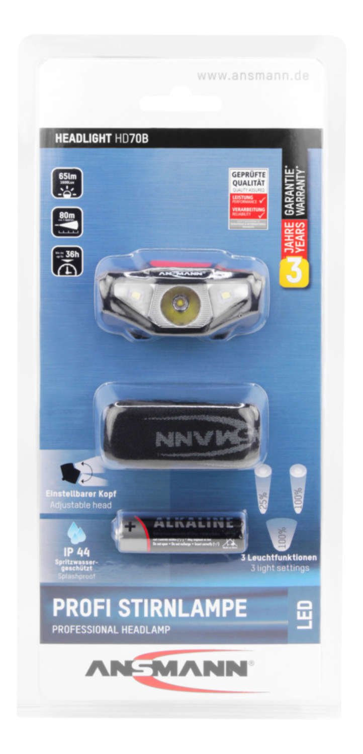 EAN 4013674151257 - Ansmann HD70B Negro Linterna con cinta para cabeza LED imagen 4