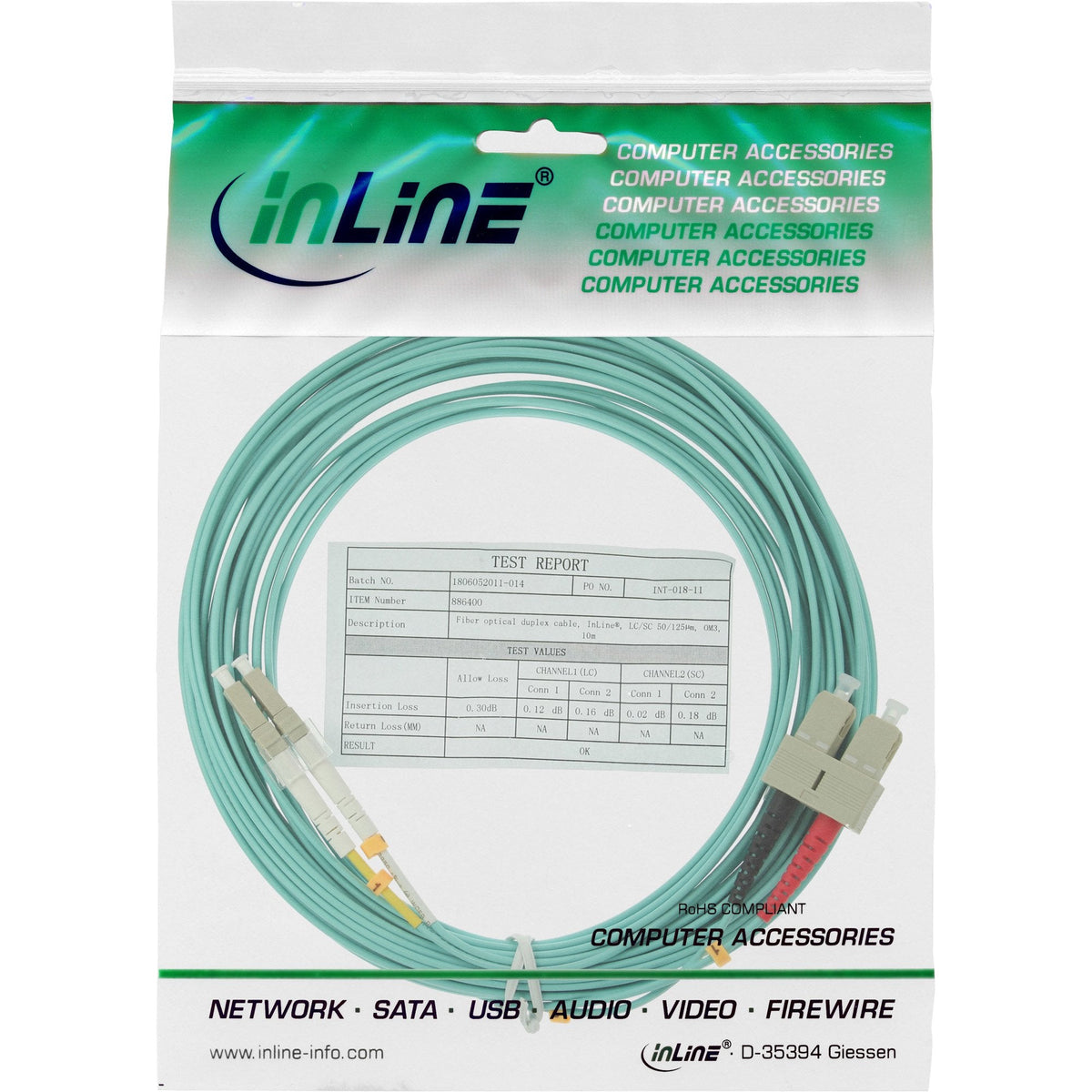 Cable Duplex De Fibra Óptica Inline Lc/Sc 50/125?M Om3 0.5m