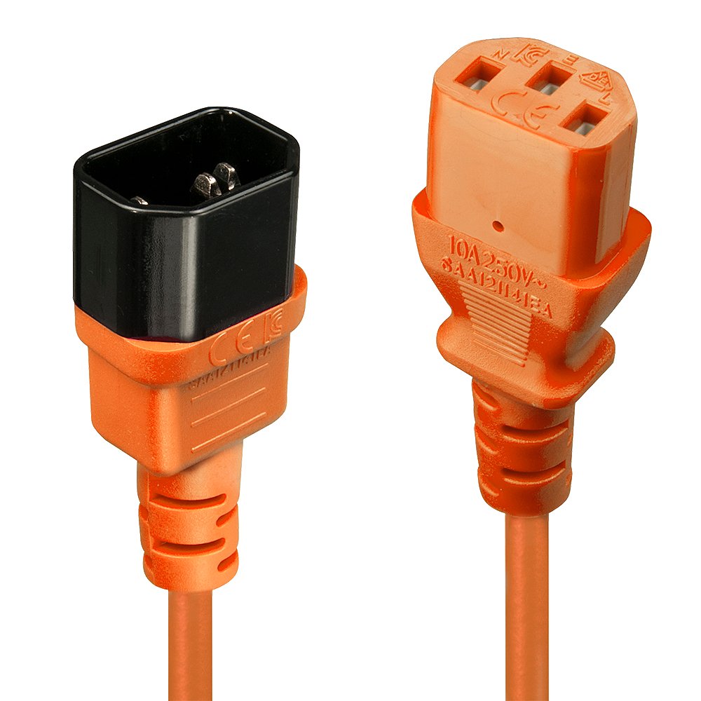 Alargador Cable Alimentacion Lindy Iec C14 - C13 Naranja 1m