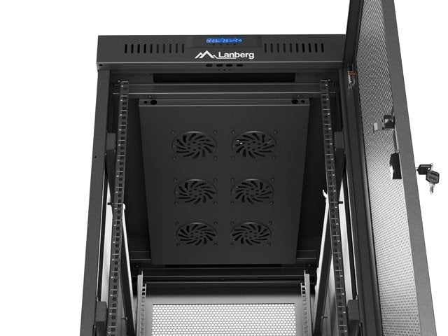 Lanberg Rack Cabinet 19 Free-Standing 32u 600x1000 Flat Pack Mesh Door Lcd Black