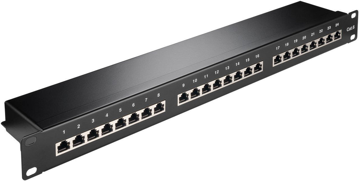 Cat 6 19inch Patch Panel, 24 Port, Black - Stp Shielded, Bla