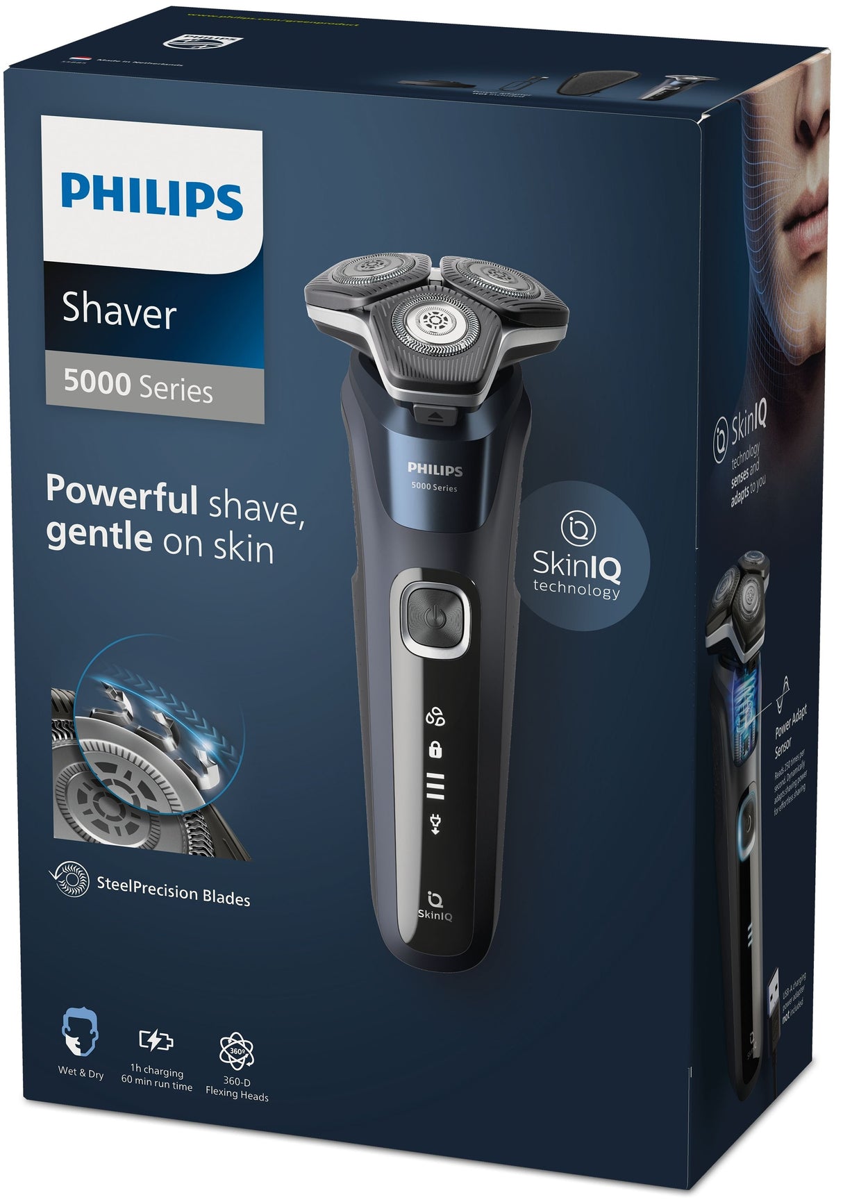 EAN 8720689008037 - Philips SHAVER Series 5000 S5885/35 afeitadora Máquina de afeitar de rotación Recortadora Negro, Azul imagen 5