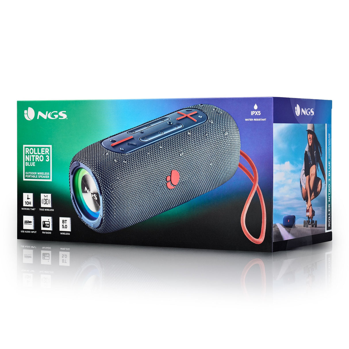 Altavoz Con Bluetooth Ngs Roller Nitro 3 30w 2.0 Azul