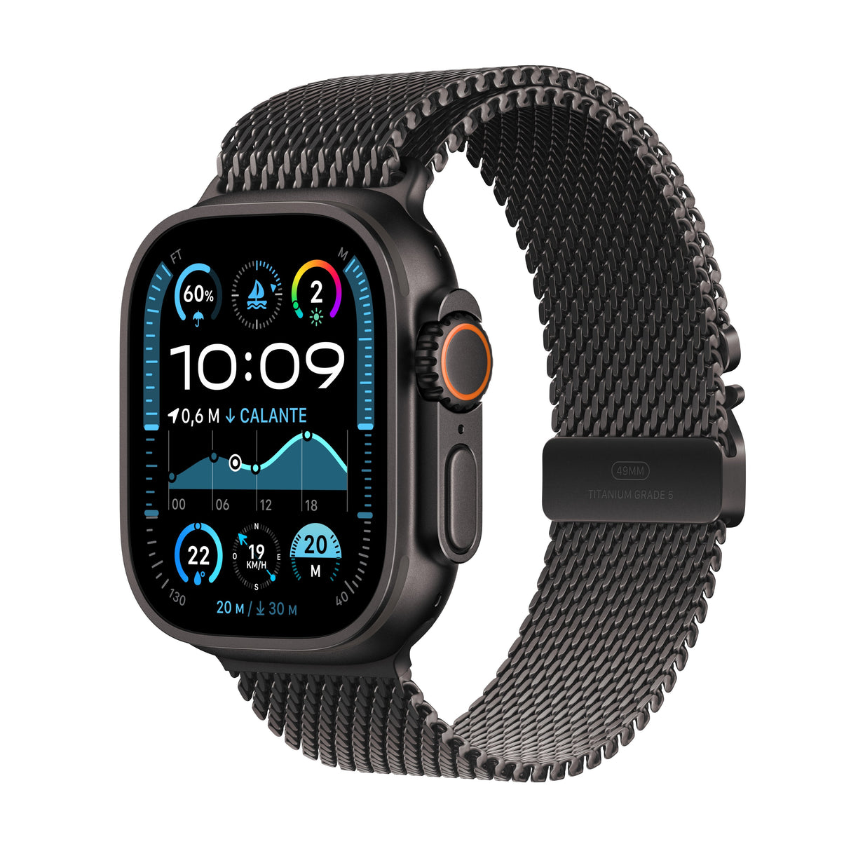 Apple Watch Ultra 2 Gps + Cellular 49mm Black Titanium Case With Black Titanium Milanese Loop - L