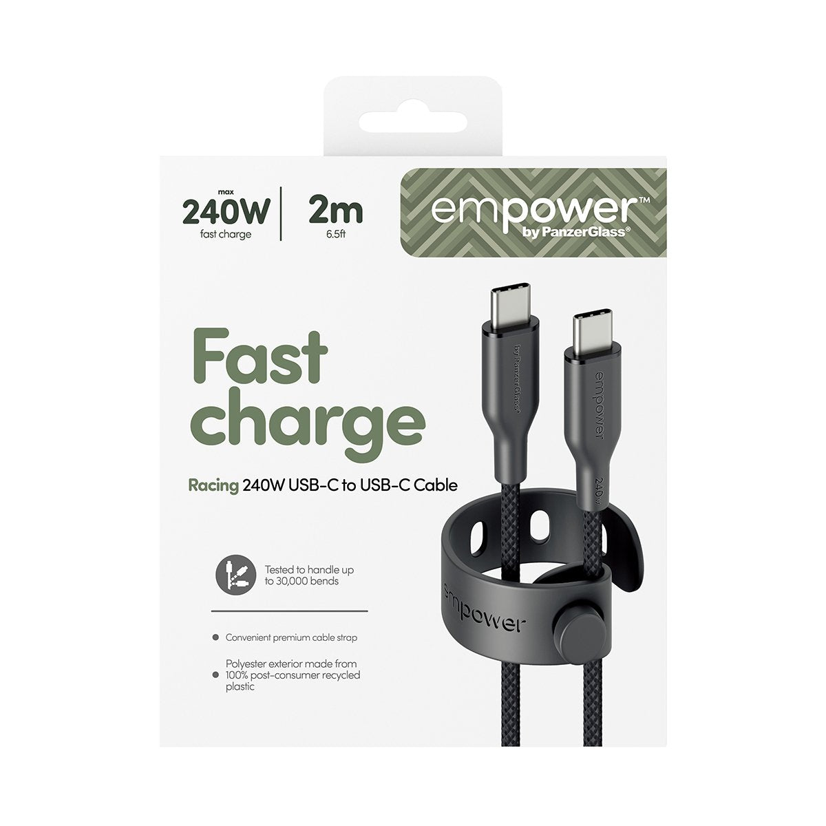 EAN 5715685027673 - PanzerGlass empower™ by ® Racing 240W USB-C to USB-C Cable | USB 2.0 | 2M | Space Black cable USB Negro imagen 3