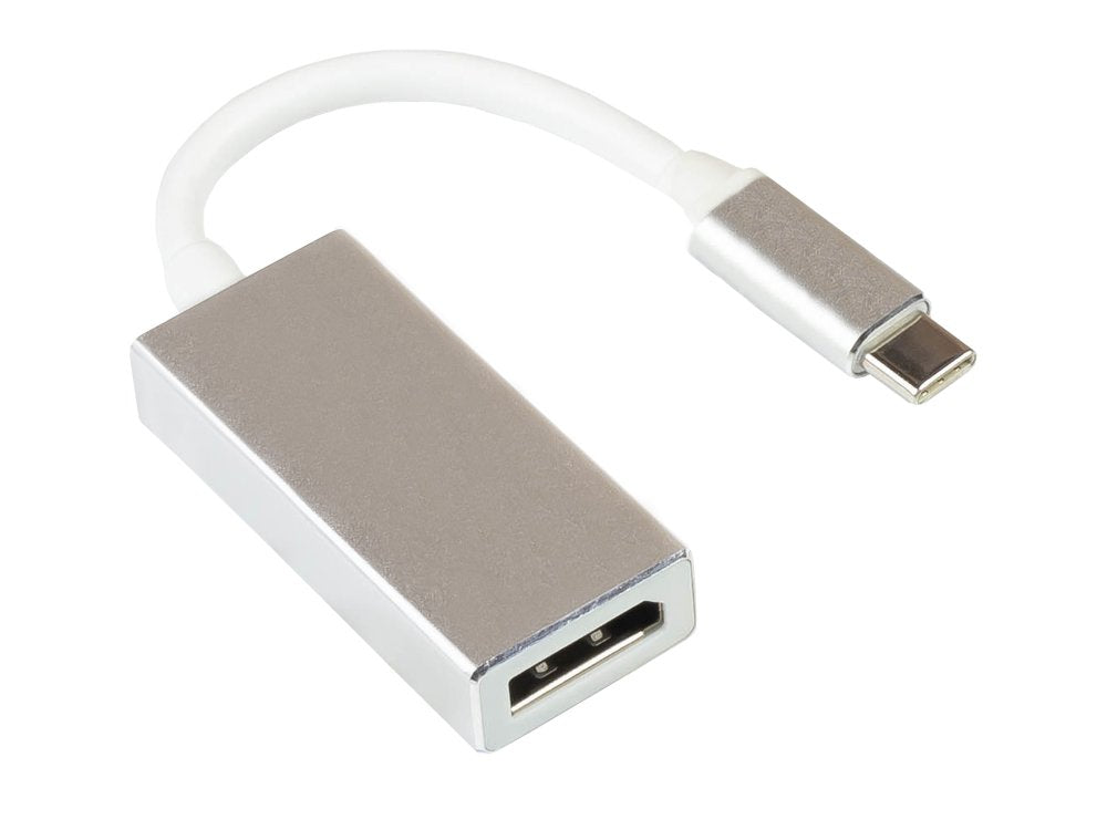 Adapter Usb-C Stecker An Displayport 1.2 Buchse, 4k Uhd @60hz, Aluminium-Gehäuse, Silber, Ca. 15cm, Good Connections®