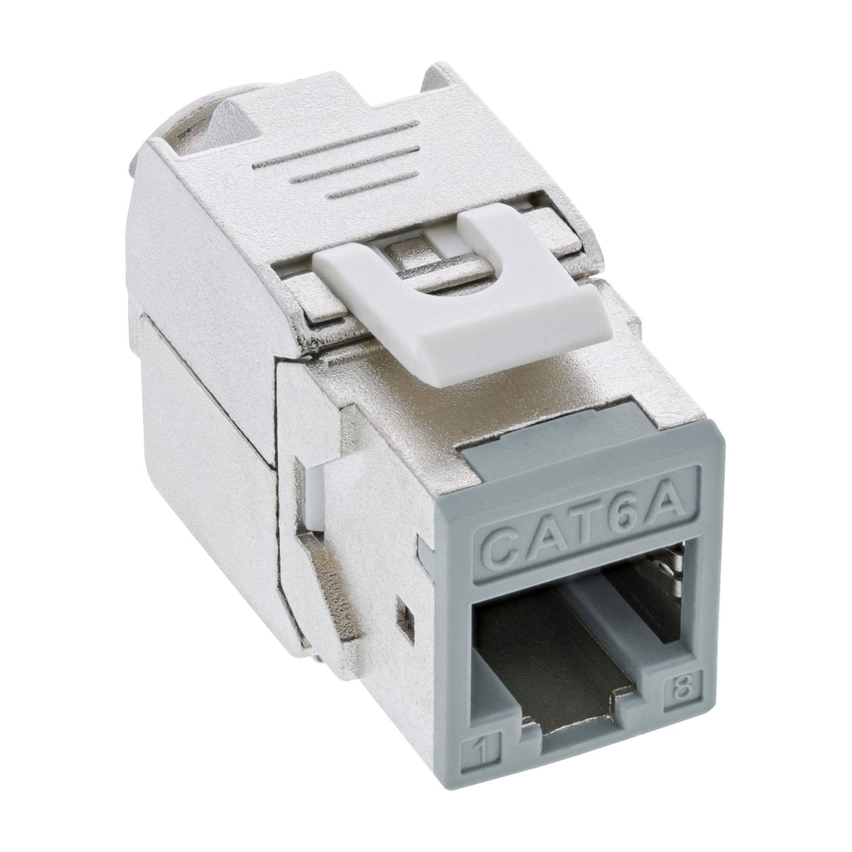8 Piezas Pack Jack Inline Keystone Rj45, Blindado, Cat.6a, Gris