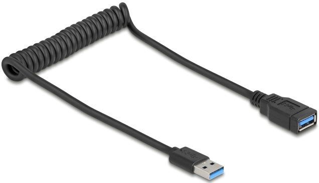 Delock 90367 Cable Usb 5 Gbps En Espiral De Macho A Hembra De 0,4 A 0,6 M Negro