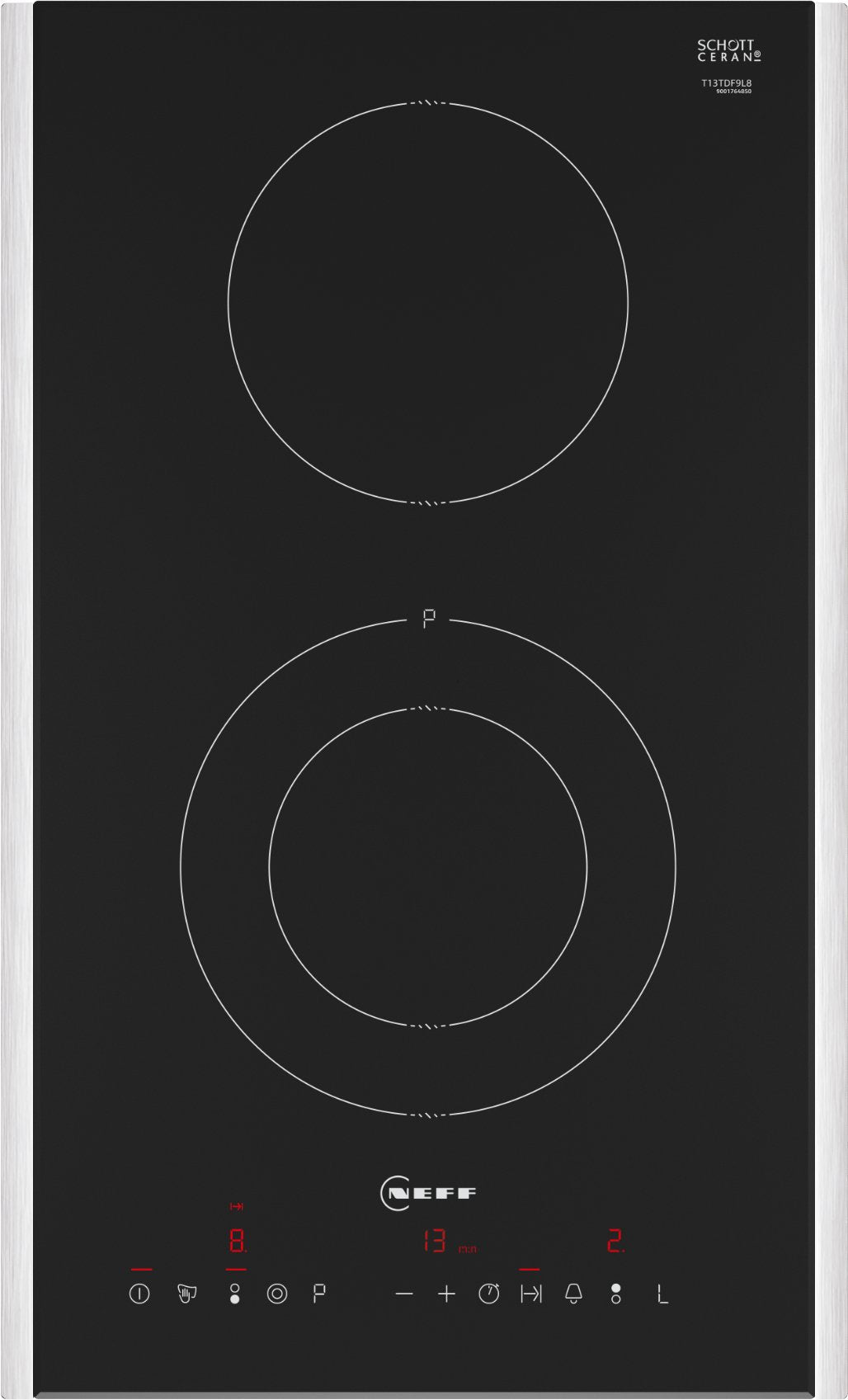 Neff T13tdf9l8 N 70, Placa Autosuficiente Negro/Acero Inoxidable, 30 Cm T13tdf9l8