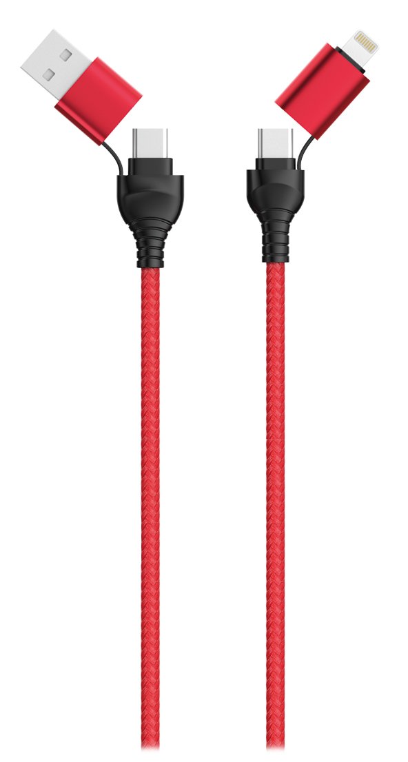 2go Cable De Datos Usb / Type C 4in1 Rojo 120cm