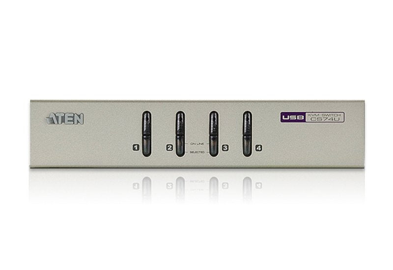 Aten Switch Kvm Vga/Audio Usb De 4 Puertos Plateado, Qxga, 0,177 W, Gris