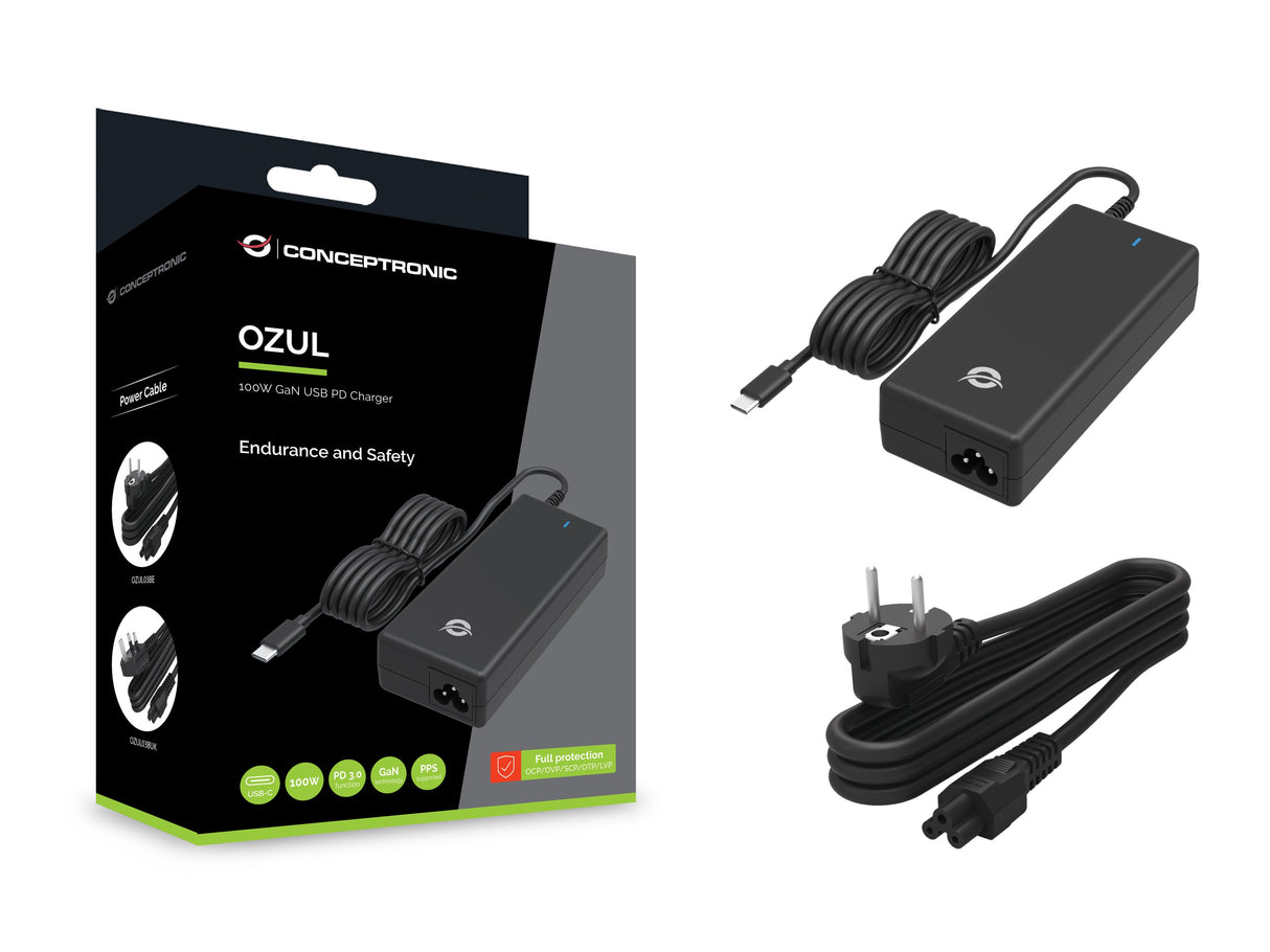 EAN 4015867230688 - Conceptronic OZUL03BE adaptador e inversor de corriente Interior 100 W Negro imagen 5