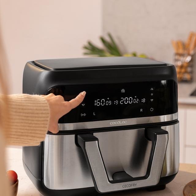 EAN 8435771907081 - Cecotec Cecofry Dual 9000 Sencillo 9 L Independiente 2850 W Freidora de aire caliente Negro, Acero inoxid imagen 9