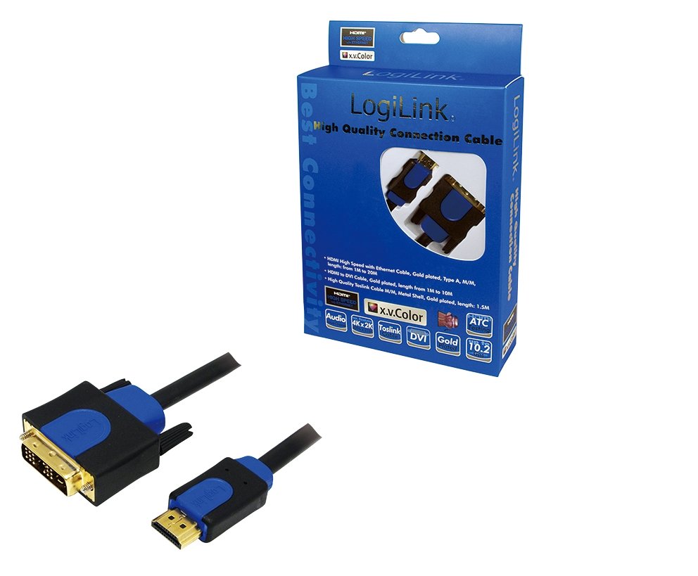 Logilink Cable Hdmi V1.4 A Dvi 18+1 High Speed Ethernet 1m Negro Chb3101