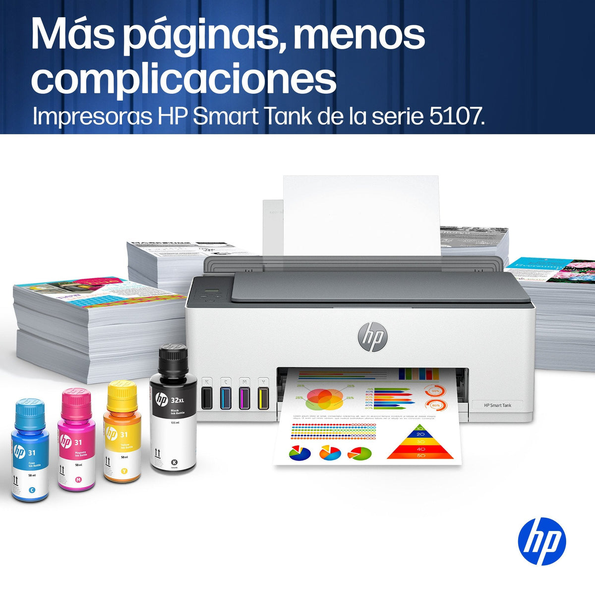 Impresora Multifunción Tinta Hp Smart Tank 5107 Smart Tank 5106 Y 5108 Color Con Depósito De Tinta Recargable Wi Fi Blanco