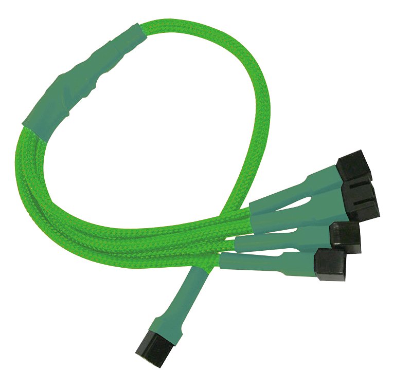 Cable Adaptador Nanoxia De 3 Pines A 4 X 3 Pines, 30 Cm, Verde Neón