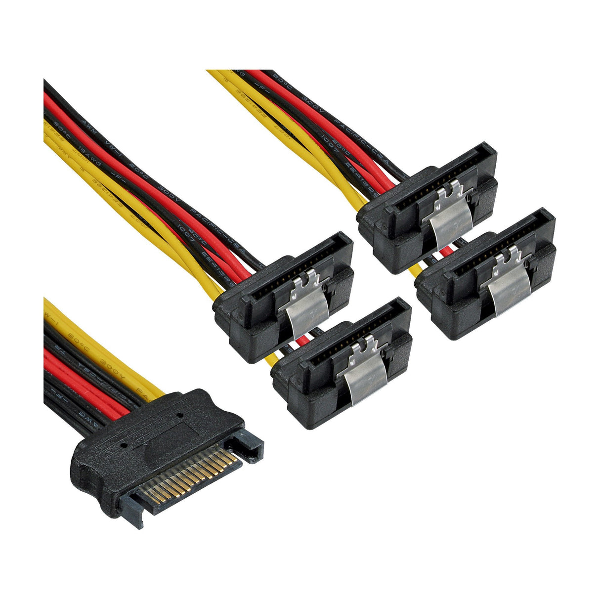 Enchufe De Cable Inline Sata Power 1 A 4 A Conector Sata 4x En Ángulo Con Pestillos De 0,15 M