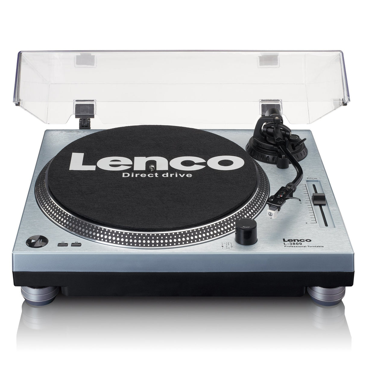 EAN 8711902066675 - Lenco L-3809ME tocadisco Tocadiscos de tracción directa Azul, Metálico Manual imagen 1