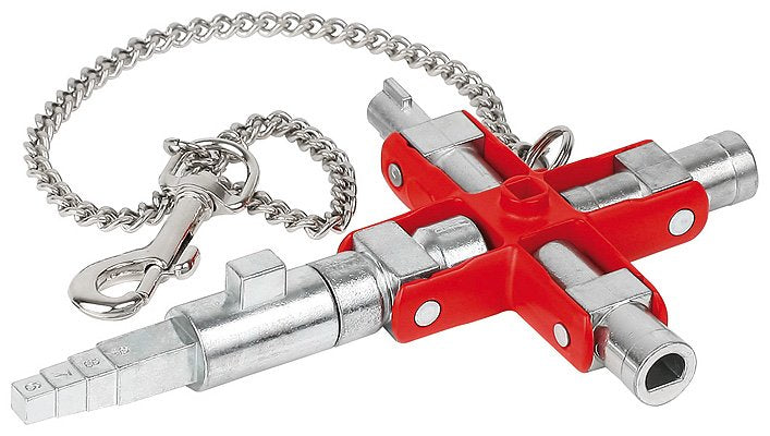 Llave Universal Knipex "Construcción" 00 11 06 V01, Llave De Tubo Plateada/Roja, Para Armarios Y Sistemas De Cierre Habituales 001106v01