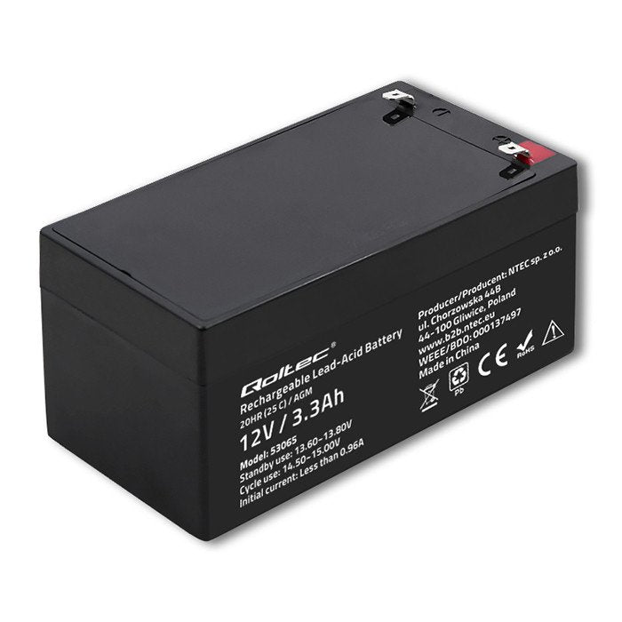 EAN 5901878530659 - Qoltec 53065 batería para sistema ups Sealed Lead Acid (VRLA) 12 V 3,3 Ah imagen 1