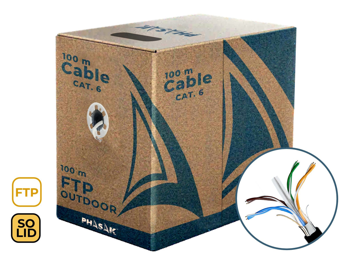 Pashak Cat 6a Ftp Solido Phasak Exterior Awg23 Cca 100m - Phr 681