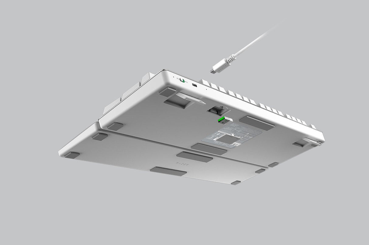 Teclado Inglés Razer Pro Type Ultra Usb + Rf Wireless + Bluetooth Qwerty Ee. Uu. Plata, Blanco