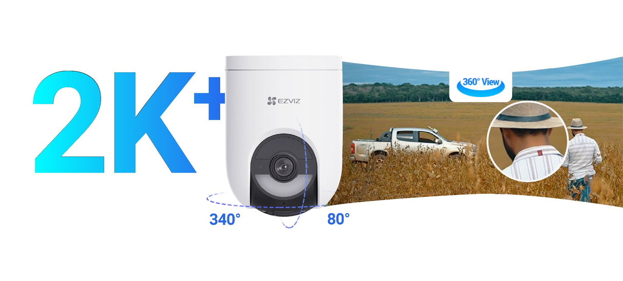 Ezviz Camara Wifi Exterior Hb8 2k+ 4mp Panoramica/Inclinacion Con Bateria