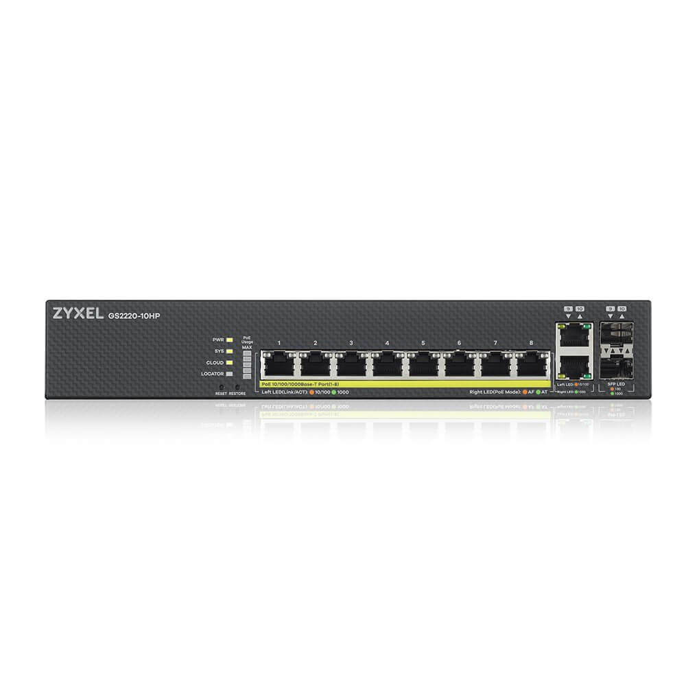 Zyxel Switch Gs2220-10hp 8port+2xsfp/Rj45 Poe+ 180w