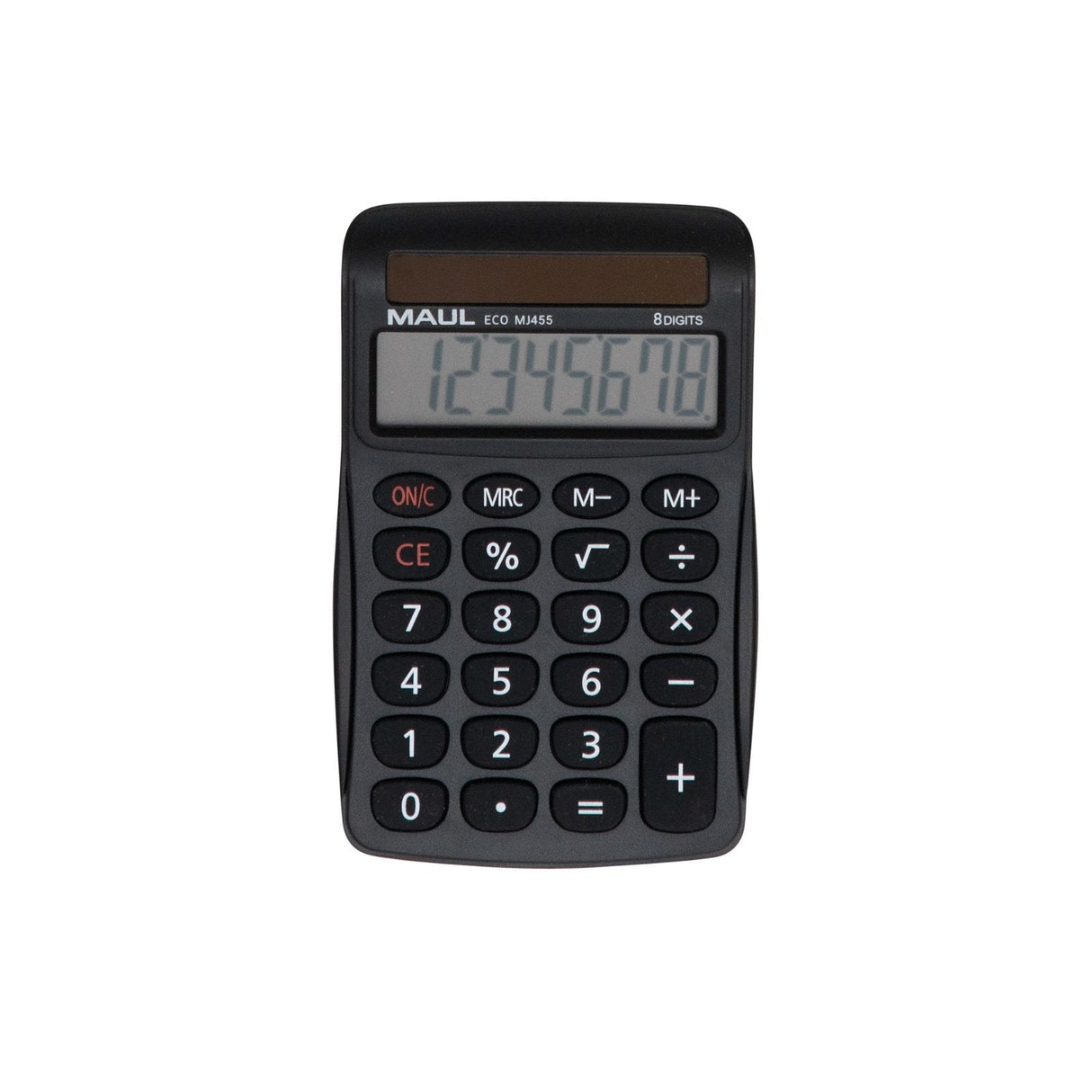 Maul Calculadora Eco Mj 455 Calculadora Basica Con Pantalla De 8 Dígitos Calculadora Solar De 80% De Plástico Reciclado Calculadora Pequeña 11,2 X 7,1 X 2 Cm Negro