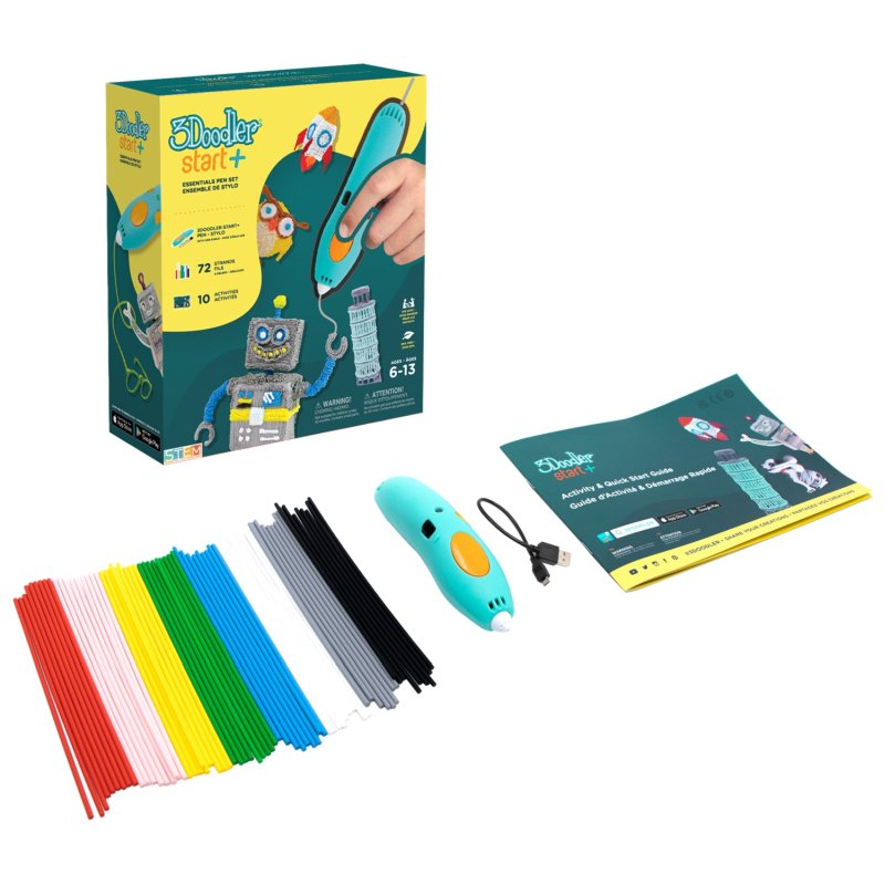 3doodler Start Plus Bolígrafo De Impresión 3d Para Niños A Partir De 6 Años, 2 Juegos De Eco-Cartuchos, Splus