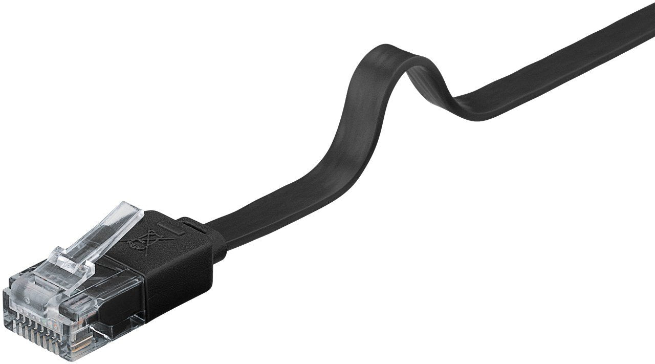 Cable Goobay Con Conector Rj45 > Conector Rj45 Cat.6 U/Utp Negro, 2 Metros, Cable Plano 95384