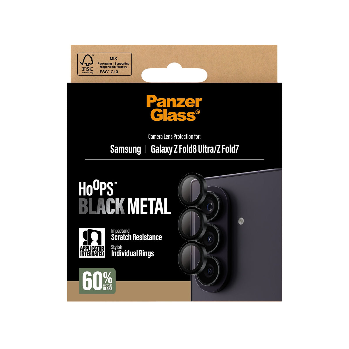 Panzerglass ® Hoops® Kameraschutz Negro Samsung Galaxy Z Fold8 Ultra Z Fold7, Samsung, Samsung - Galaxy Z Fold8 Ultra, Samsung - Galaxy Z Fold7, Trockene Aplicación, Resistente A Arañazos, Resistente A Golpes, Transparente, 1 Ud.
