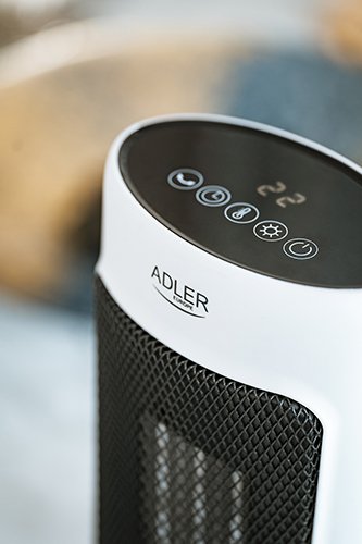 Adler Ad 7738 Tower Fan Ceramic Heater With Timer, Led, 2 Heating Powers: 1400w-2000w, White Black