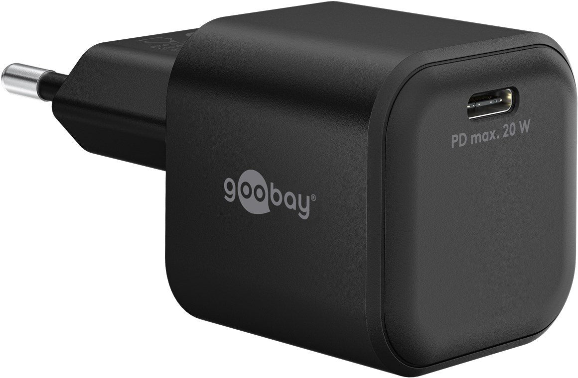 Cargador Rápido Goobay 20w Usb-C Pd Gan (Negro) 76690