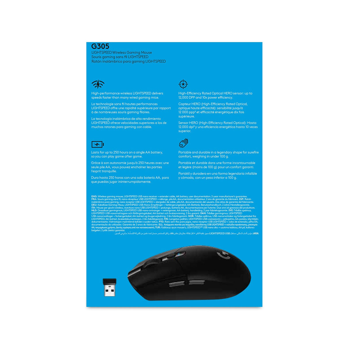 EAN 5099206077836 - Logitech G 910-005283 ratón Juego mano derecha RF inalámbrico Óptico 12000 DPI imagen 10