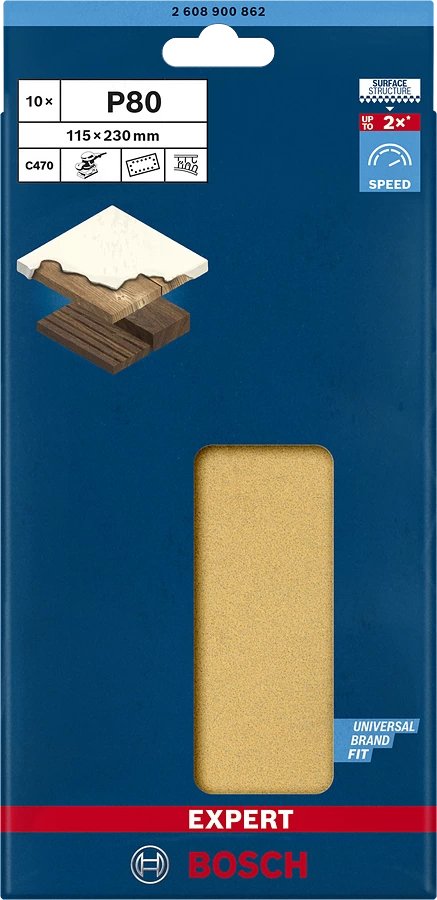 Bosch Hoja De Lija Expert C470, 115 X 230 Mm, K80 2608900862