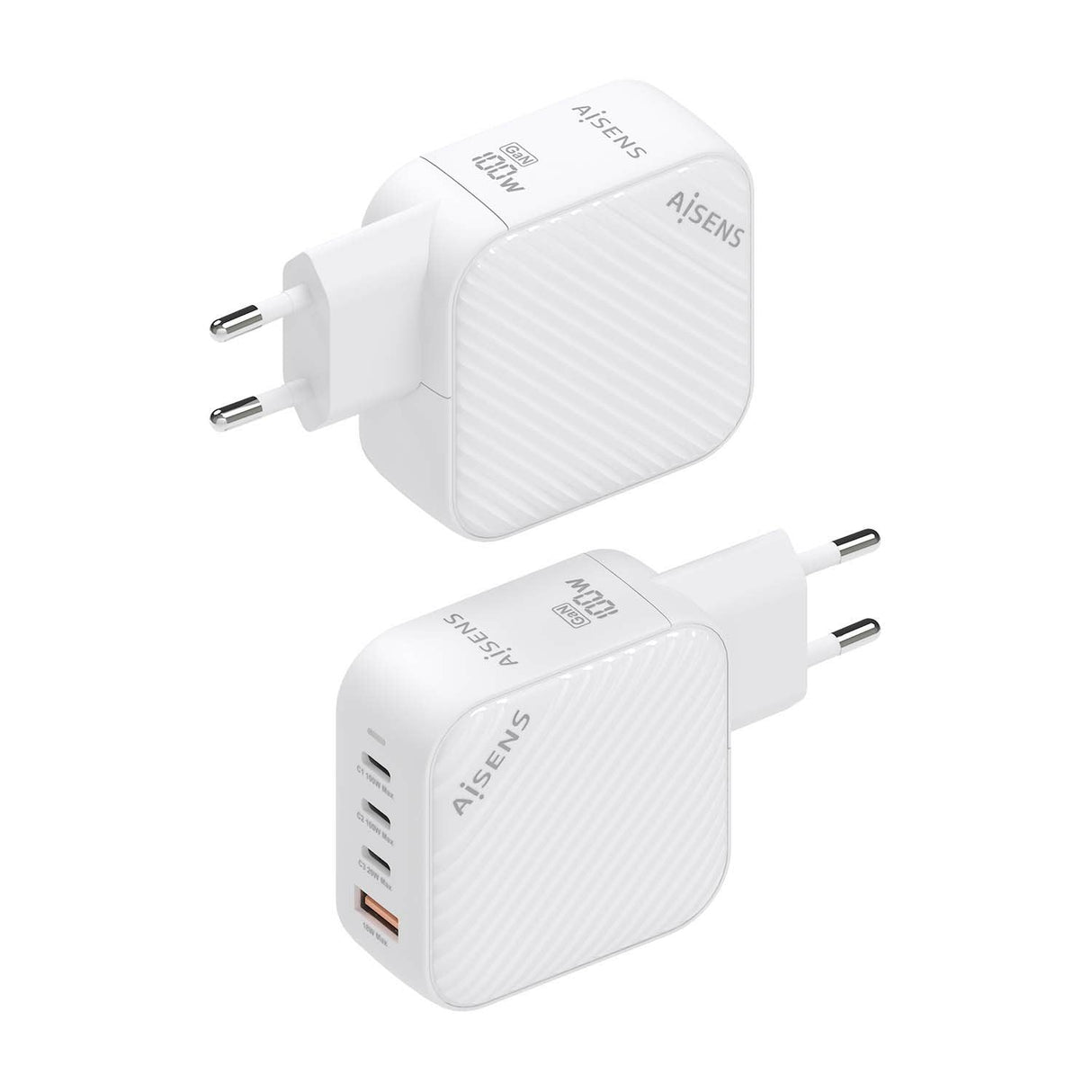 Aisens Cargador Gan 100w, 3xusb-C Pd3.0 Qc4.0, 1xusb-A Qc3.0, Blanco