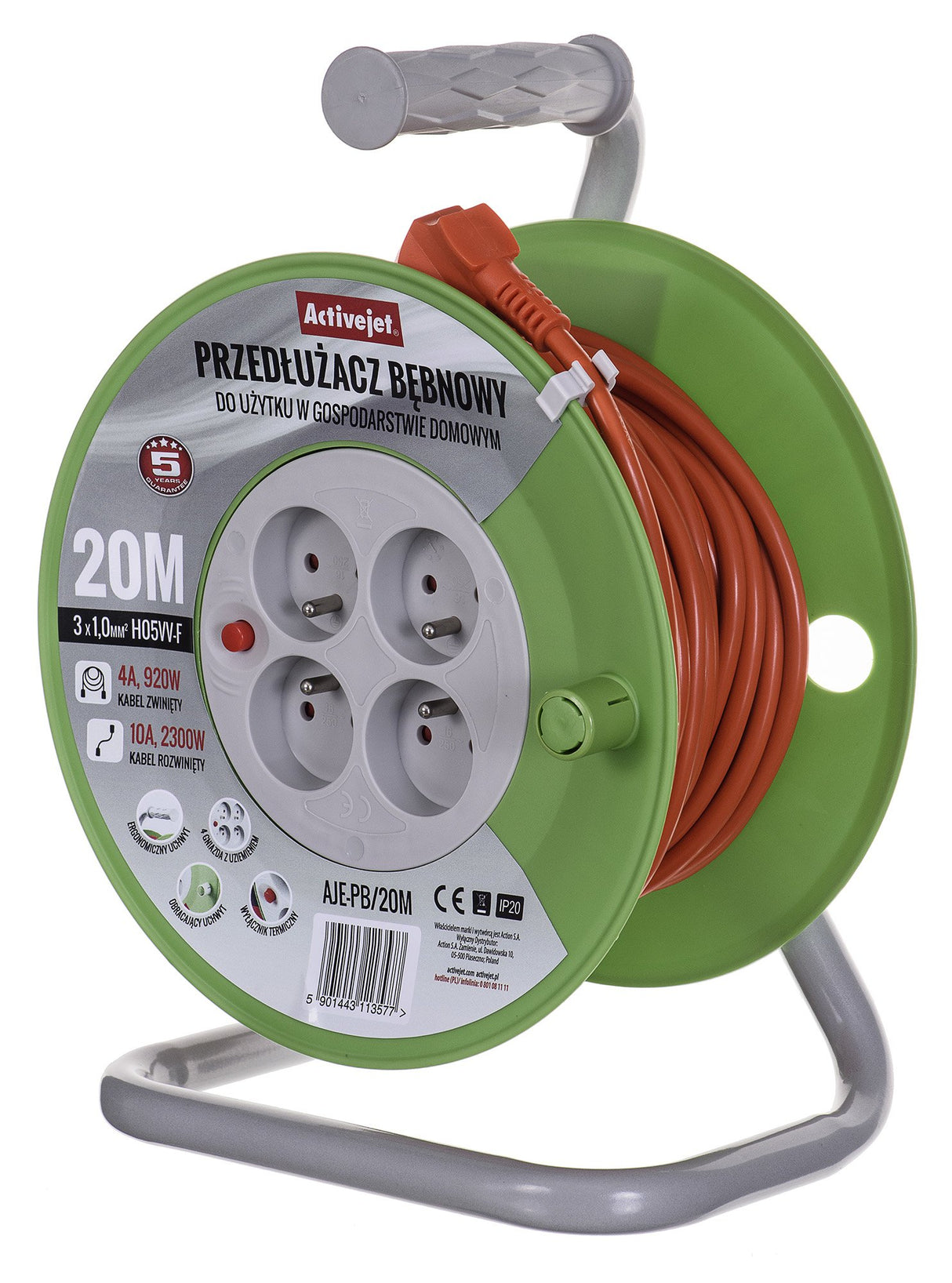 EAN 5901443113577 - Activejet AJE-PB/20M base múltiple 4 salidas AC Interior Gris, Cal imagen 2