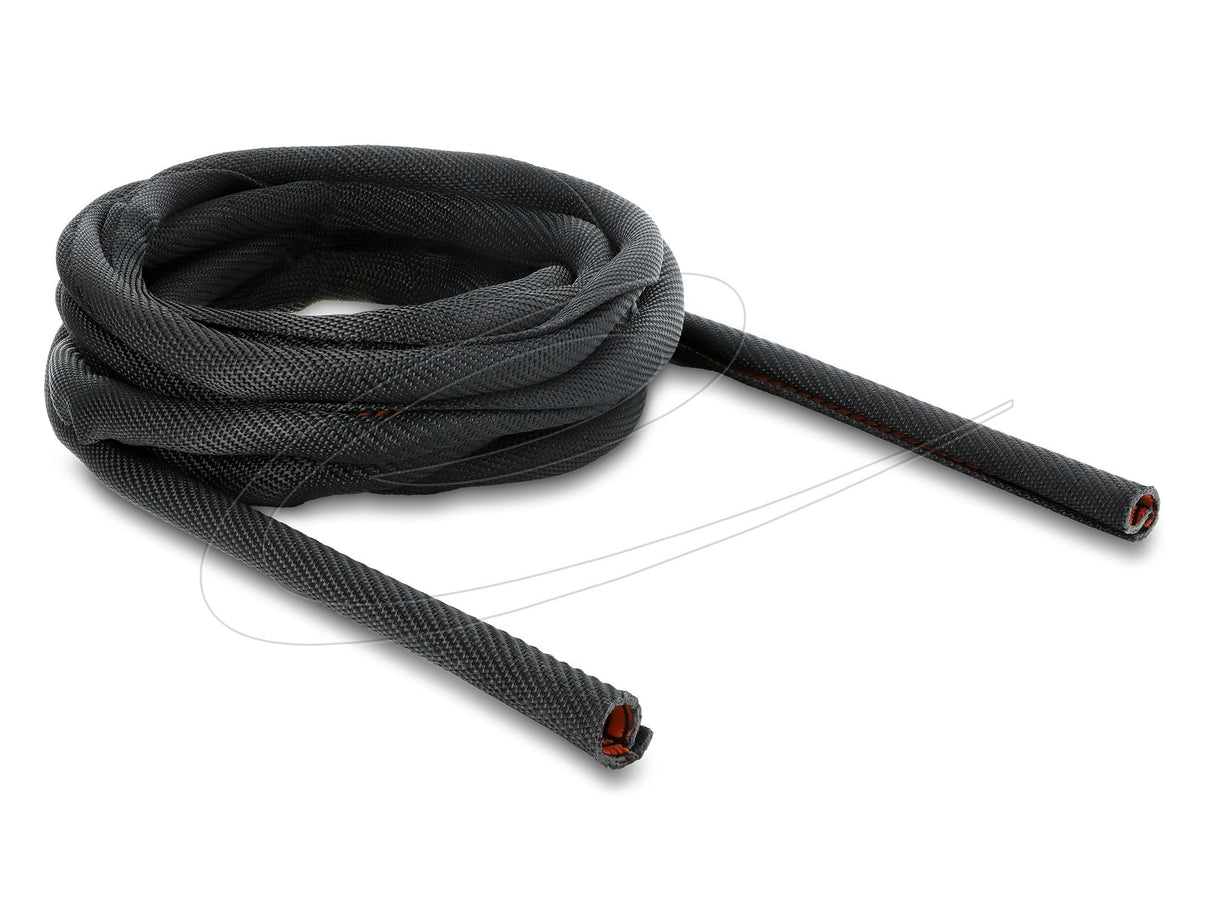 Delock Cableschutzschlauch Mit Orangener Verschleissanzeige Selbstschliessend Doppellagig 5 M X 19 Mm Schwarz