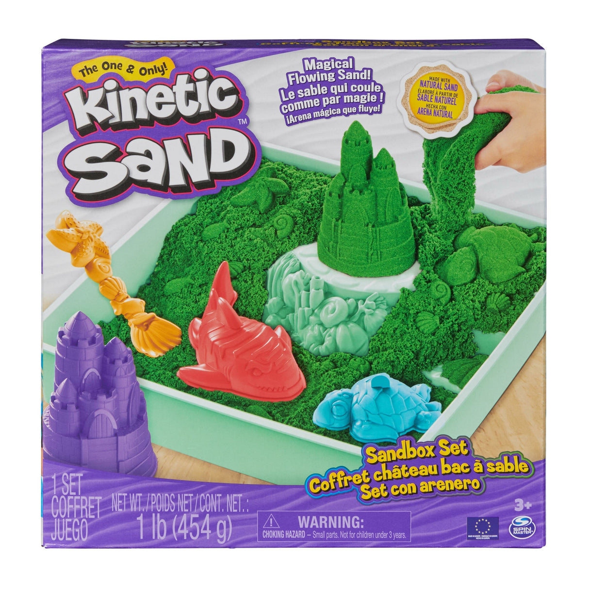 Spin Master Kinetic Sand - Sandbox Set Verde, Arena De Juego 454 Gramos De Arena 6067479