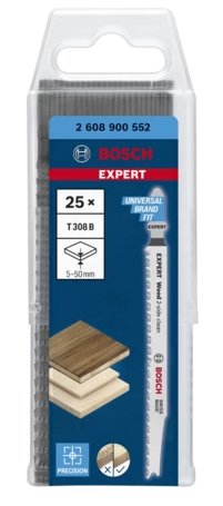 Hoja De Sierra Bosch Professional De Calar Expert T 308 B 'Madera Limpieza Por 2 Lados' 25 Piezas 2608900552