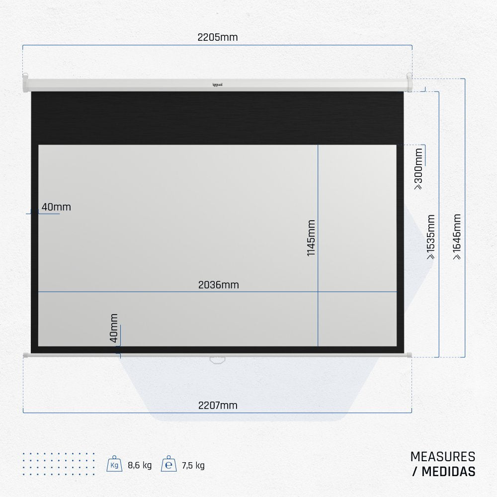 Iggual Pantalla Manual 16:9 92" 203x114 Cm
