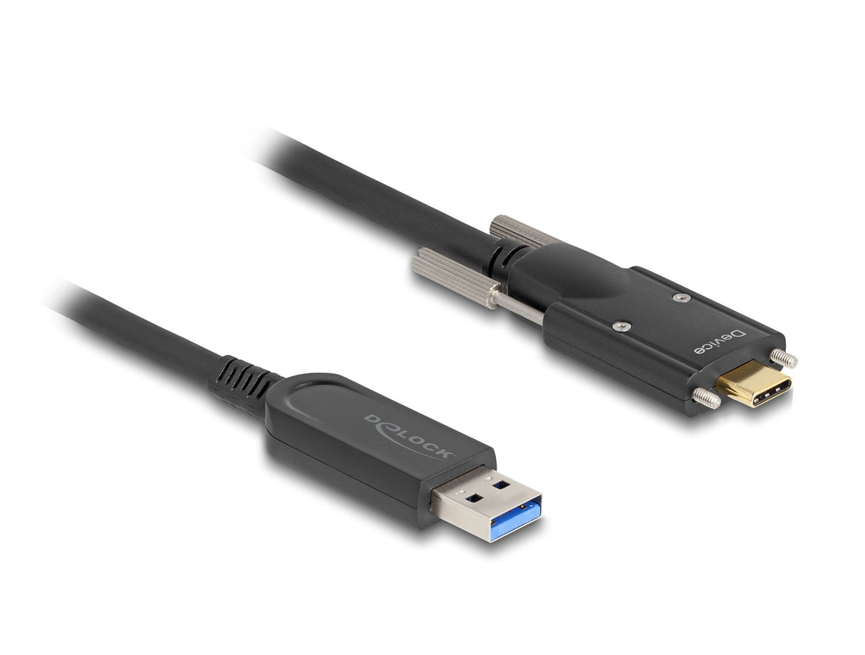 Delock 83200 Cable Óptico Activo Usb 10 Gbps-A Macho Usb Type-C Macho Con Tornillos En Los Laterales 5 M