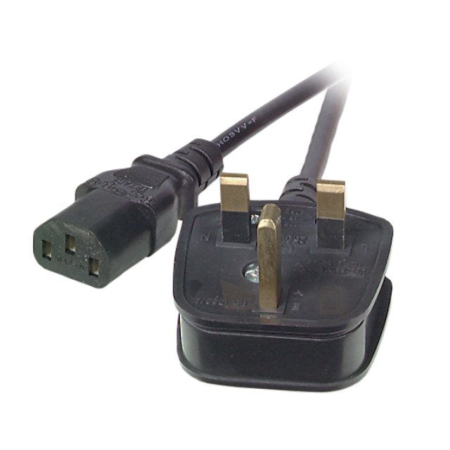Kab Efb Netzleitung Uk Bs1363a-C13 180°,Schwarz,5m,3x1.00mm