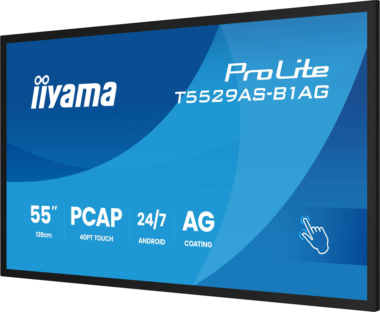 Iiyama T5529as-B1ag Pantalla De Señalización Panel Plano Interactivo 138,7 Cm (54.6") Led Wifi 500 Cd / M² 4k Ultra Hd Negro Pantalla Táctil Procesador Incorporado Android 24/7